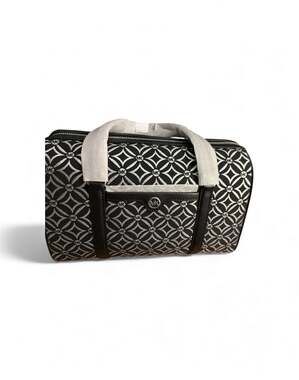 Michael Kors Handbag JET SET TRAVEL Black Silver MK Signature Medium Duffle